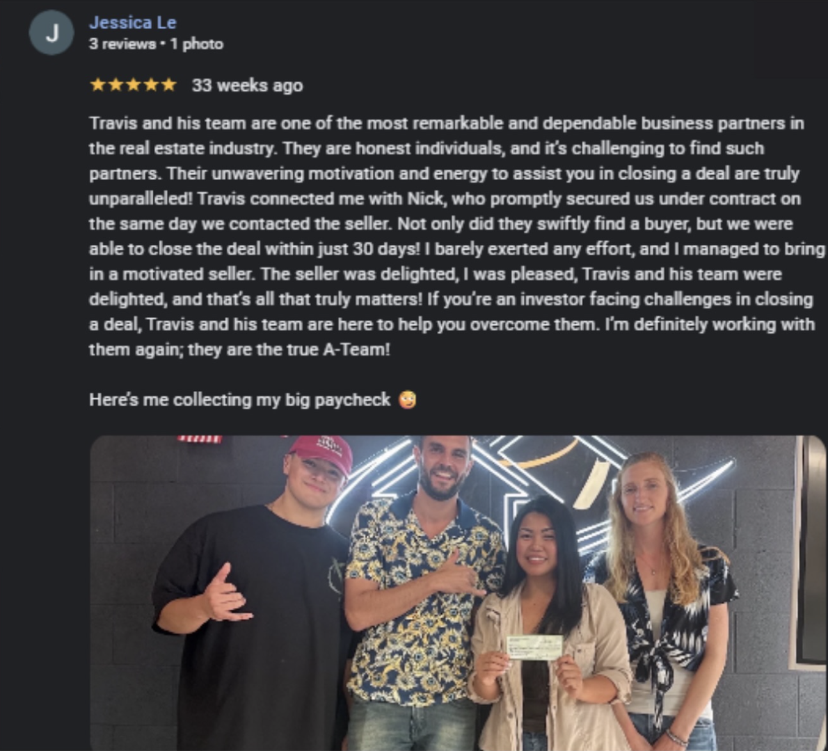 5-star Google review from a Hawaii seller